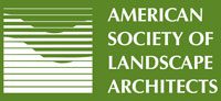 A green and white logo for the american society of landscape architects.